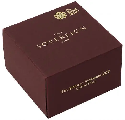 2019 Gold Proof Piedfort Sovereign Coin box