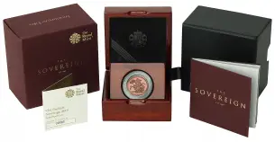 2019 Gold Proof Piedfort Sovereign Coin box display