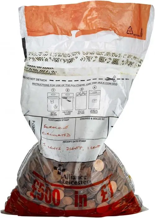Coin Bag of Ordinary Circulation Copper Euro Cents Mixed Countries
