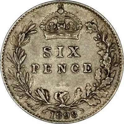 Value in Wreath Reverse on Pre-1920 Silver Sixpence Ordinary Circulation