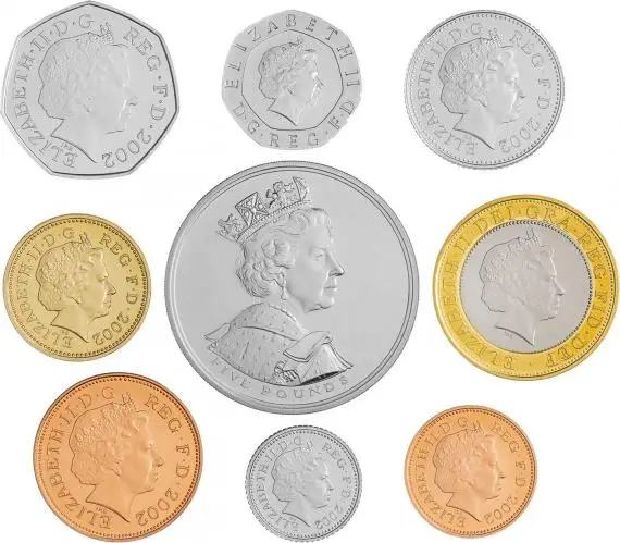 2002 Base Metal Queen Elizabeth II Deluxe Proof 9 Coin Set obverse designs