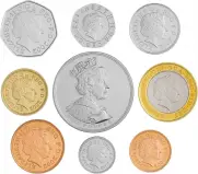 2002 Base Metal Queen Elizabeth II Deluxe Proof 9 Coin Set obverse designs
