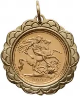 2001 Gold Half Sovereign In Pendant Mount
