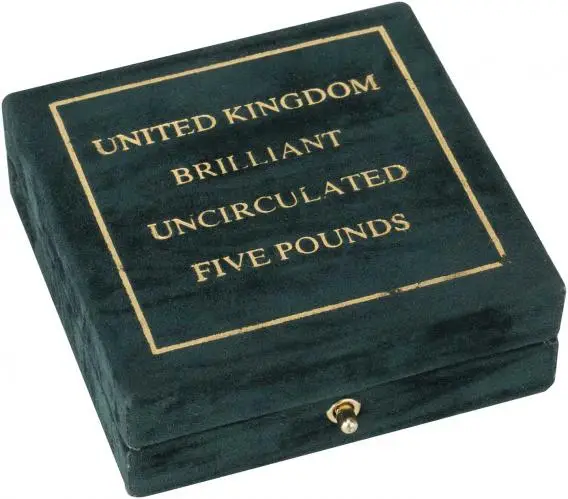 2001 Gold BU St. George & Dragon £5 / Crown  Coin Single United Kingdom The Royal Mint closed box
