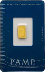 Pre-Owned Switzerland 1g Fortuna Gold Bullion Bar - Large Card Obverse