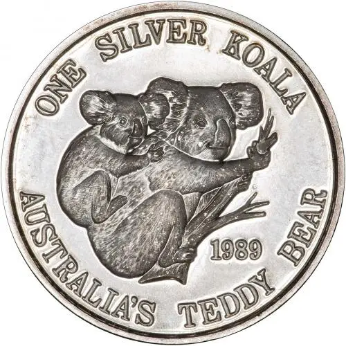 1989 Silver 1 Ounce Koala Rounds Single New Queensland Mint reverse