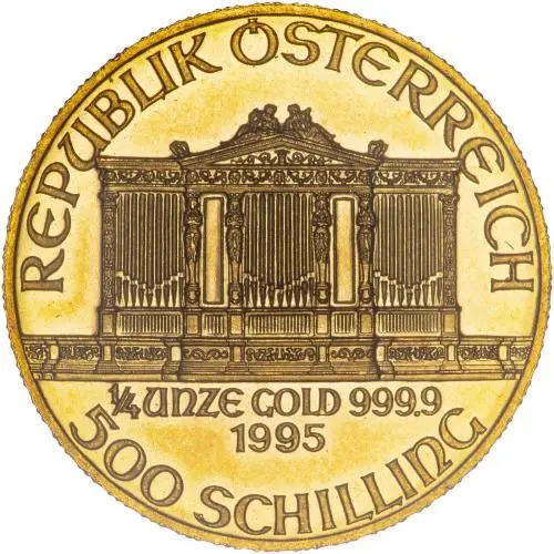 1995 Gold 0.25 Ounce Philharmonic  Coin Single Austria Austrian Mint obverse