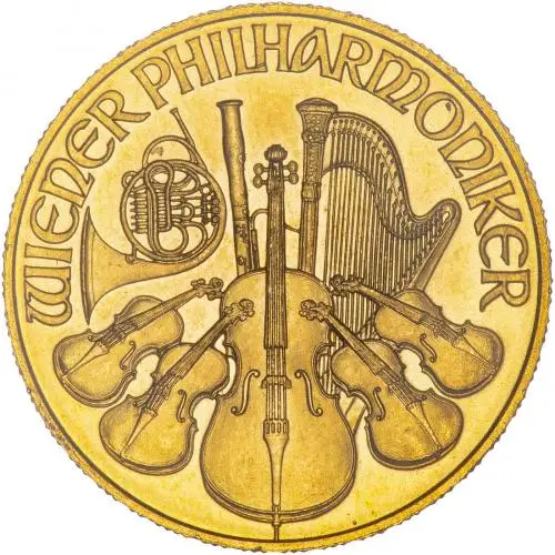 1995 Gold 0.25 Ounce Philharmonic  Coin Single Austria Austrian Mint reverse