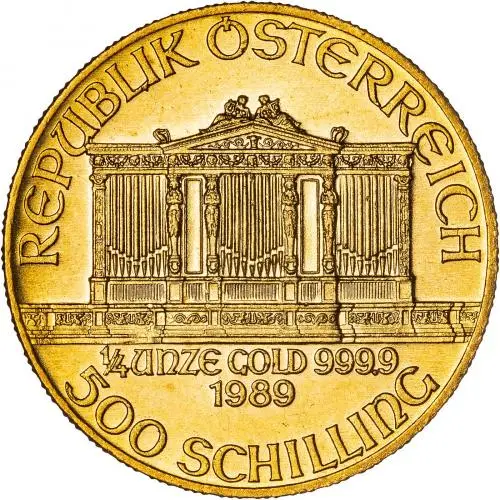 1989 Gold 0.25 Ounce Philharmonic  Coin Single Austria Austrian Mint obverse
