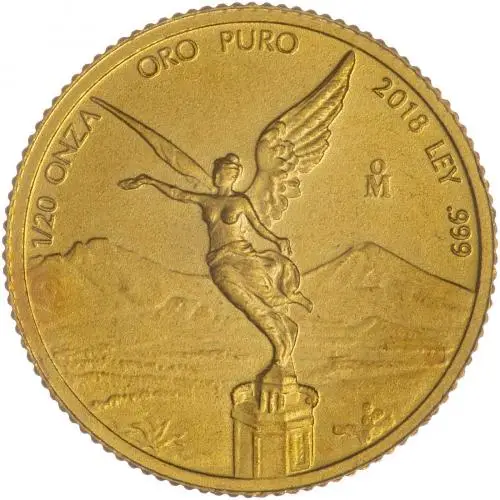 2018 Gold Bullion Ungraded 0.05 Ounce Libertad  Coin Single Mexico obverse