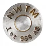 Fine Silver 1 Oz Bullion Rifle Bullet Cartridge Bar USA 5.56 mm NATO .223 Rem Calibre Northwest Territorial Mint Base