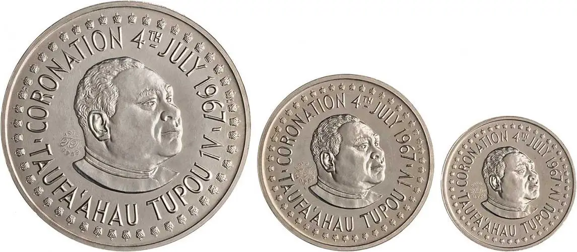 1968 Tonga Palladium 3 Coin Set - Coronation Counter Stamped 2