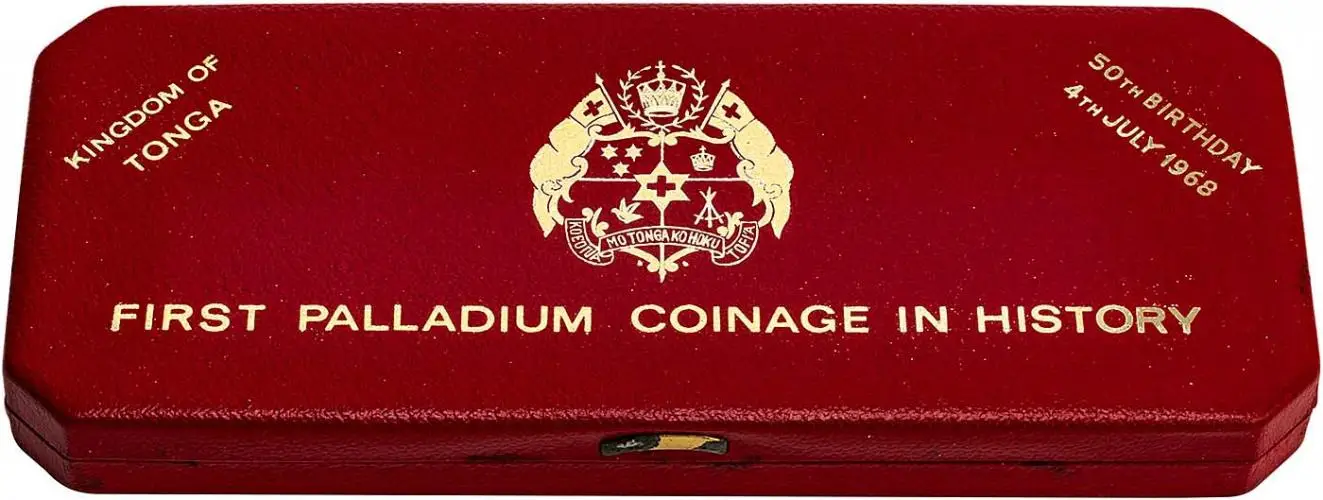 1968 Tonga Palladium 3 Coin Set - Coronation Counter Stamped 3