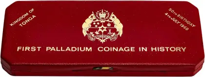 1968 Tonga Palladium 3 Coin Set - Coronation Counter Stamped 3