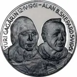Gagarin & Shephard on Obverse of Palladium First Flights in Space Medallion