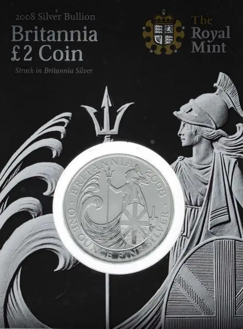 2008 Silver Bullion 1 Ounce Britannia Coin In Sleeve reverse