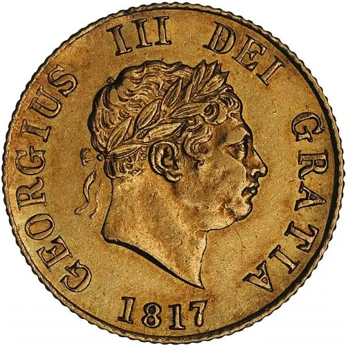1817 Gold Half Sovereign George III London  obverse chards