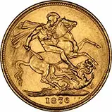 1876 Gold Sovereign Victoria Young Head St George Melbourne gFine Short Tail
