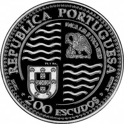 Obverse of 1995 Portuguese Proof Platinum 200 Escudos