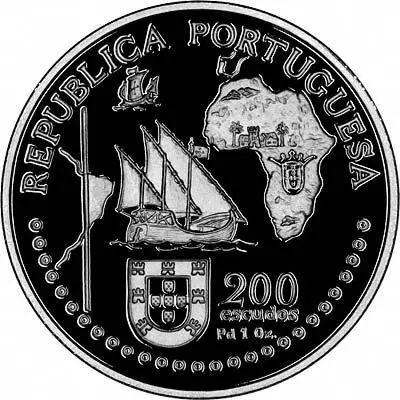 Obverse of Portuguese Proof Palladium 200 Escudos