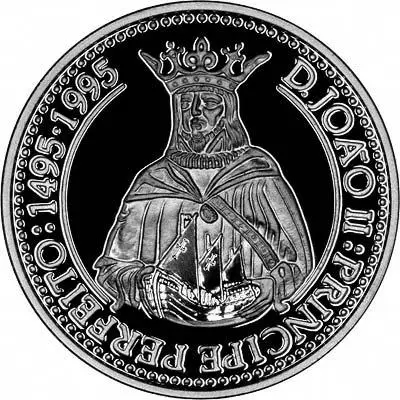 The Perfect Prince 1495 on Reverse of 1995 Portuguese Proof Platinum 200 Escudos