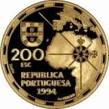 Obverse of 1994 Portuguese Proof Gold 200 Escudos