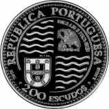 Obverse of 1995 Portuguese Proof Platinum 200 Escudos